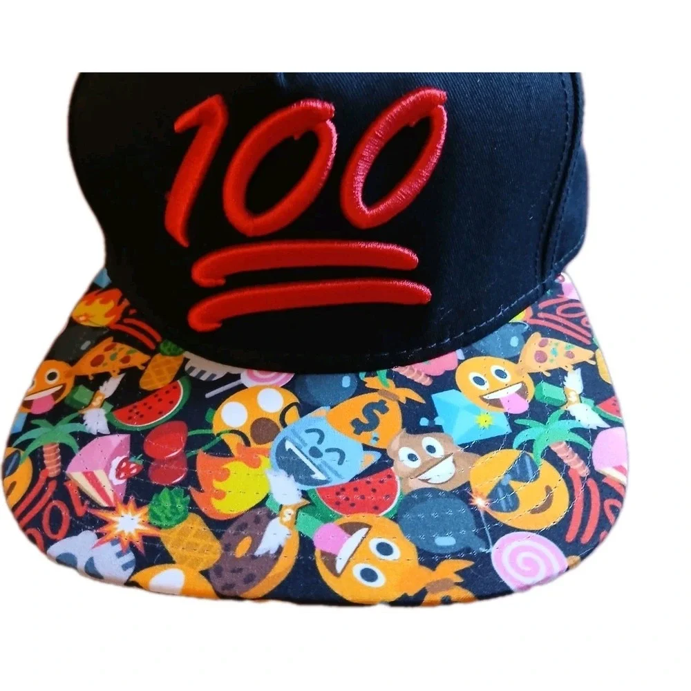 Emoji Flat Bill Snapback Adjustable‎ Black Hat Cap #1587